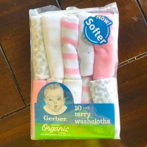 Gerber Organic Baby Washcloths 10 Pack Girls